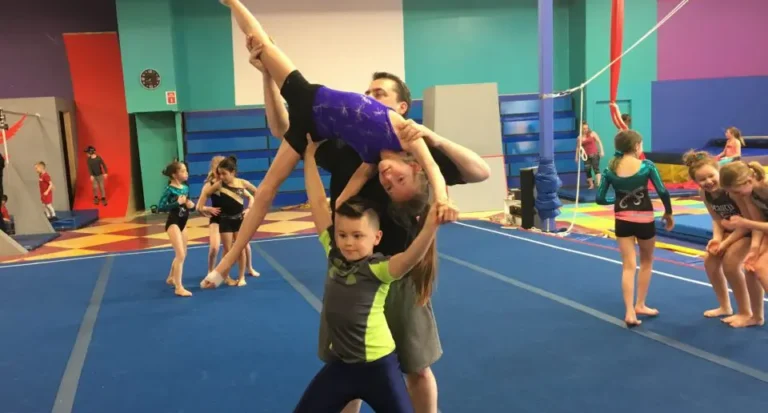 Children taking part in a recreational gymnastics class at Edmonton Acrobatic Gymnastics